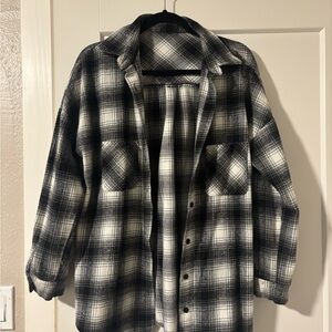 Black and White Plaid Flannel Shacket